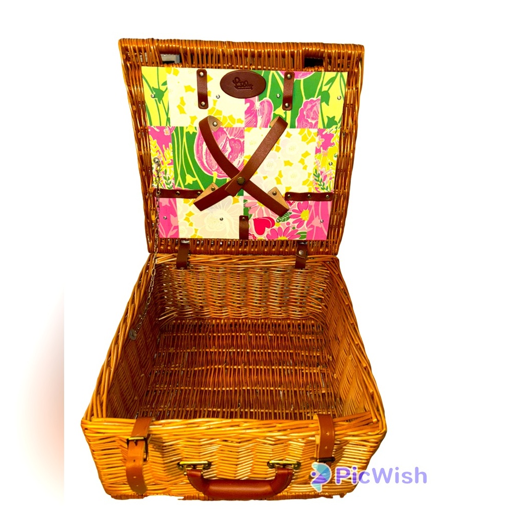 LILLY PULITZER Wicker Picnic Basket